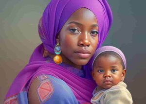Muslim woman carrying a baby