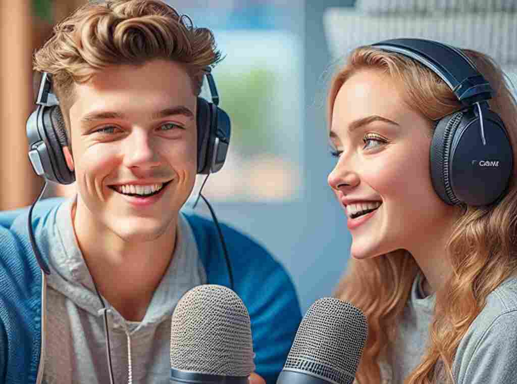 Couple in a Podcast